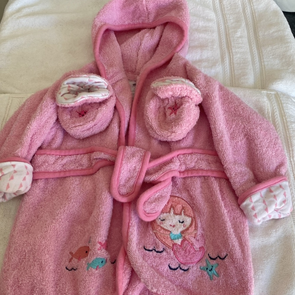 Just Born adorable after bath robe and slippers